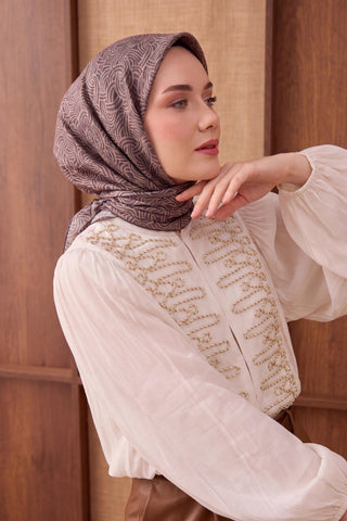 Twill İpek Eşarp Monokromatik Mor - Sura İpek Eşarp - | Silk Home