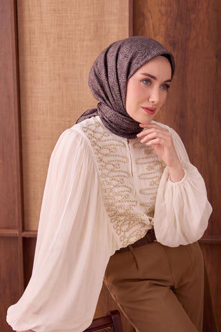Twill İpek Eşarp Monokromatik Mor - Sura İpek Eşarp - | Silk Home