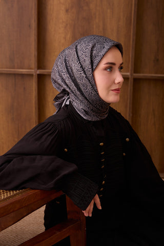 Twill İpek Eşarp Monokromatik Siyah - Sura İpek Eşarp - | Silk Home