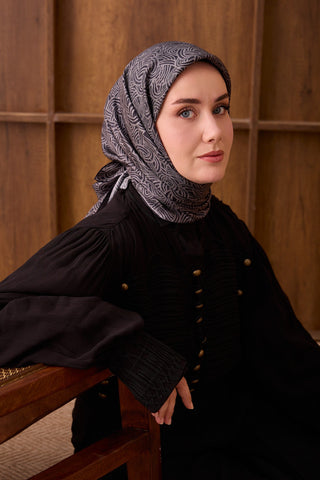 Twill İpek Eşarp Monokromatik Siyah - Sura İpek Eşarp - | Silk Home