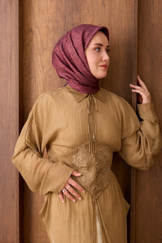 Twill İpek Eşarp Monokromatik Vişne Çürüğü - Sura İpek Eşarp - | Silk Home