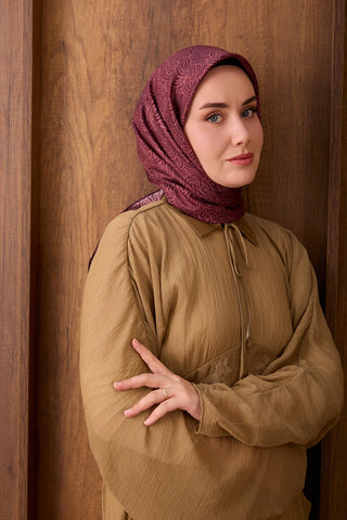 Twill İpek Eşarp Monokromatik Vişne Çürüğü - Sura İpek Eşarp - | Silk Home