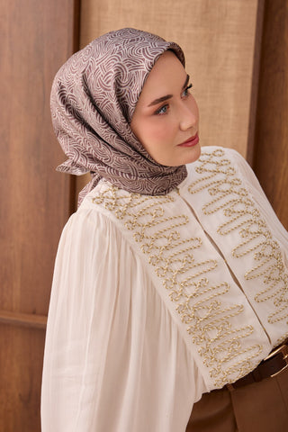 Twill İpek Eşarp Monokromatik Vizon - Sura İpek Eşarp - | Silk Home