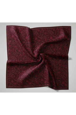 Twill İpek Eşarp Mürdüm Çiçek Desenli Tok Duruşlu 90X90