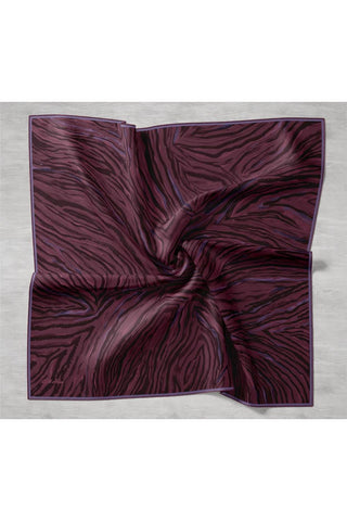Twill İpek Eşarp Mürdüm Eflatun Geometrik Desenli Tok Duruşlu 90X90