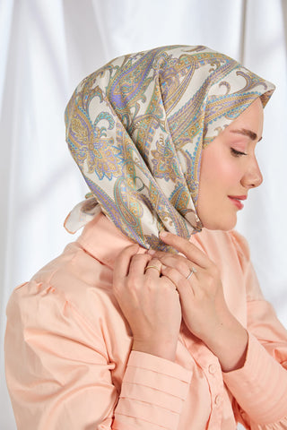 Twill İpek Eşarp Ottoman Paisley Ekru