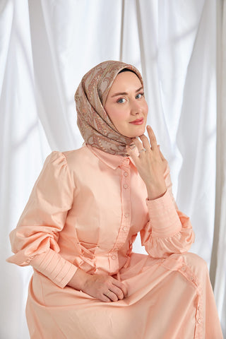 Twill İpek Eşarp Ottoman Paisley Gri