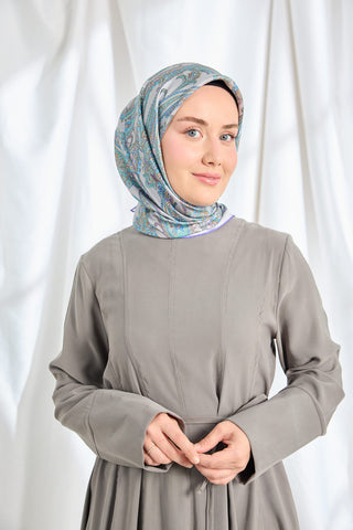 Twill İpek Eşarp Ottoman Paisley Gümüş