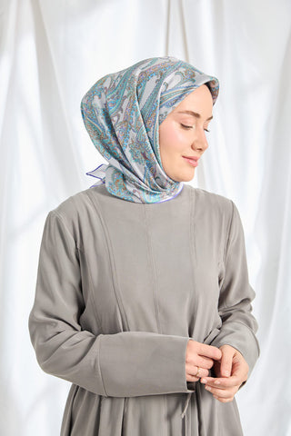 Twill İpek Eşarp Ottoman Paisley Gümüş