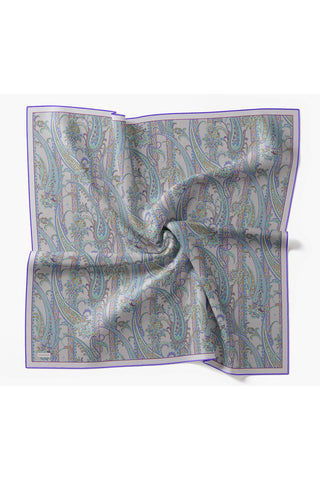 Twill İpek Eşarp Ottoman Paisley Gümüş