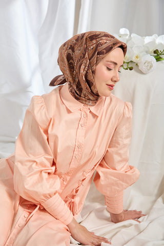 Twill İpek Eşarp Ottoman Paisley Kahverengi