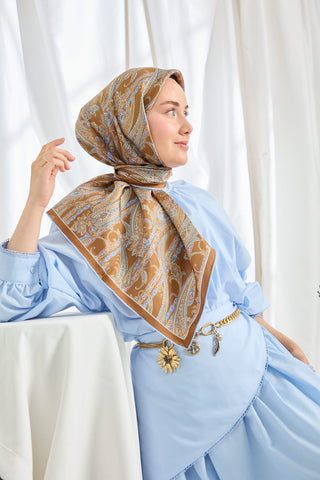 Twill İpek Eşarp Ottoman Paisley Karamel
