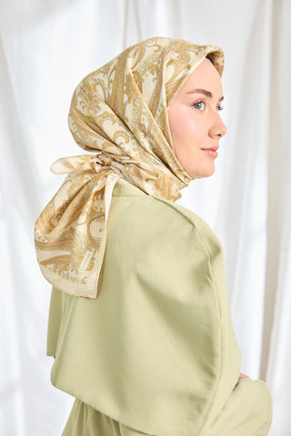 Твиловый шелковый платок Ottoman Paisley, кремовый