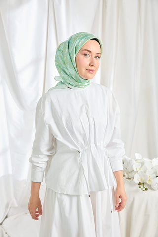Twill İpek Eşarp Ottoman Paisley Mint Yeşili
