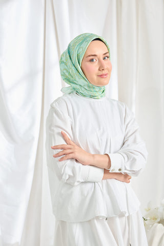 Twill İpek Eşarp Ottoman Paisley Mint Yeşili