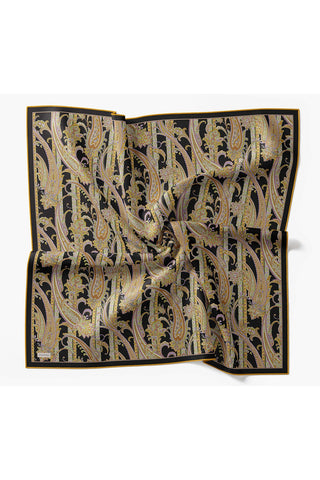 Twill İpek Eşarp Ottoman Paisley Siyah