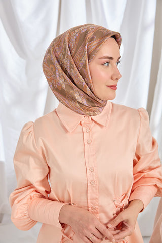 Twill İpek Eşarp Ottoman Paisley Yeşil Kahve