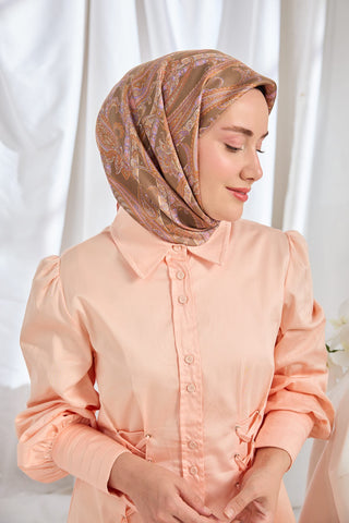 Twill İpek Eşarp Ottoman Paisley Yeşil Kahve