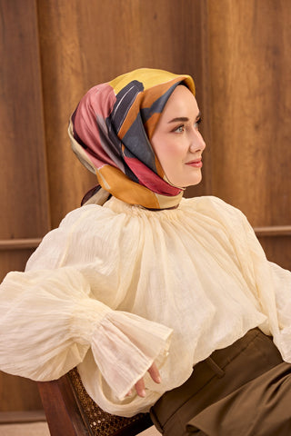 Twill İpek Eşarp Painterly Bordo