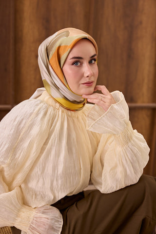 Twill İpek Eşarp Painterly Gümüş