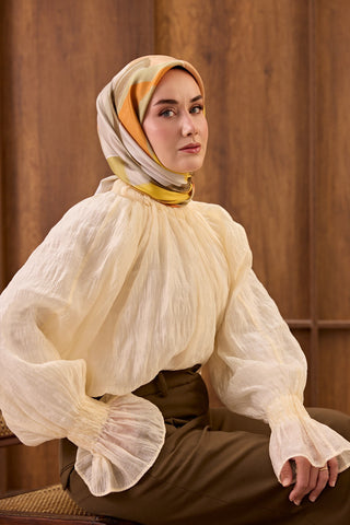 Twill İpek Eşarp Painterly Gümüş