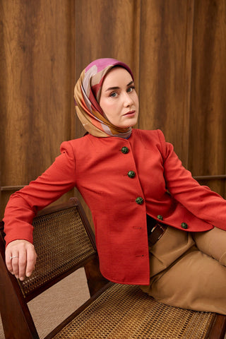 Twill İpek Eşarp Painterly Kahverengi