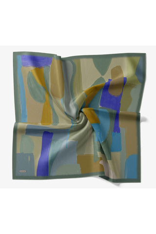 Twill İpek Eşarp Painterly Mint Yeşili - Twill İpek Eşarp - | Silk Home