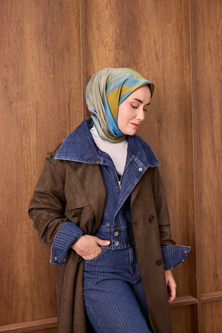 Twill İpek Eşarp Painterly Mint Yeşili