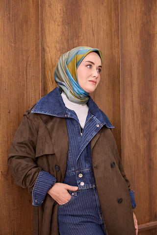 Twill İpek Eşarp Painterly Mint Yeşili