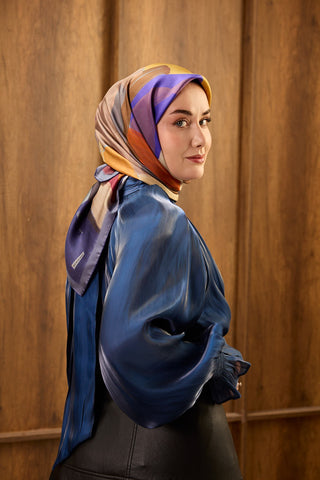 Twill İpek Eşarp Painterly Morcivert