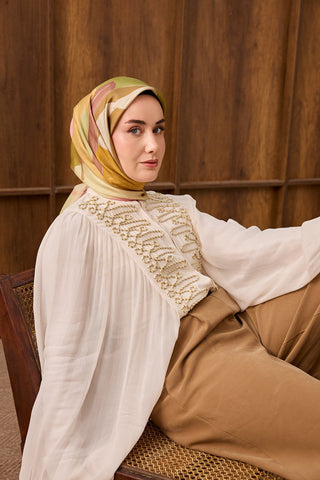 Twill İpek Eşarp Painterly Pembe