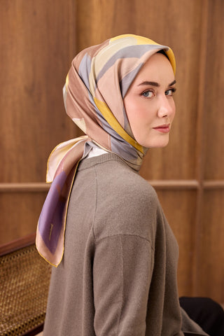 Twill İpek Eşarp Painterly Sarı