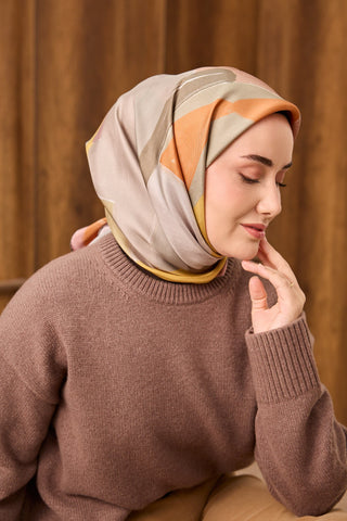 Twill İpek Eşarp Painterly Turuncu
