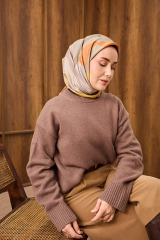 Twill İpek Eşarp Painterly Turuncu