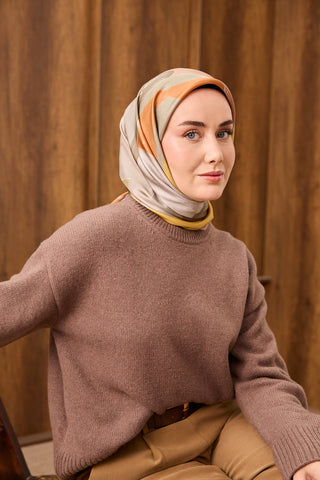 Twill İpek Eşarp Painterly Turuncu