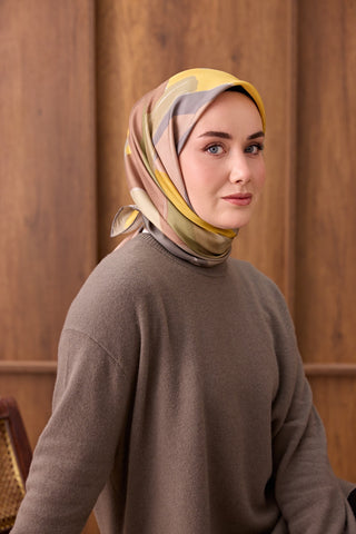 Twill İpek Eşarp Painterly Yeşil