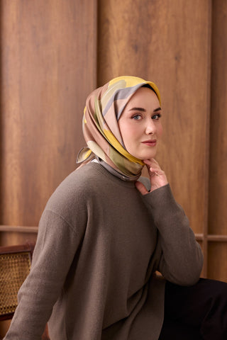 Twill İpek Eşarp Painterly Yeşil