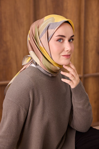 Twill İpek Eşarp Painterly Yeşil