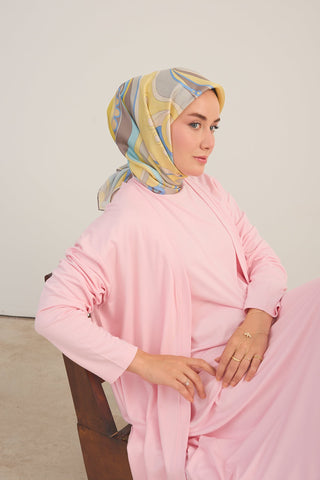 Twill İpek Eşarp Retro Paisley Sarı