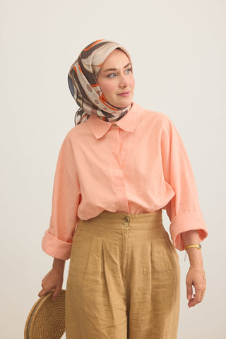 Twill İpek Eşarp Retro Paisley Acı Kahve