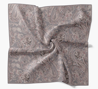 Twill İpek Eşarp Royale Şal Desen Gri 90x90