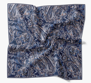 Twill İpek Eşarp Royale Şal Desen Lacivert 90x90