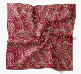 Twill İpek Eşarp Royale Şal Desen Pembe-Kırmızı 90
