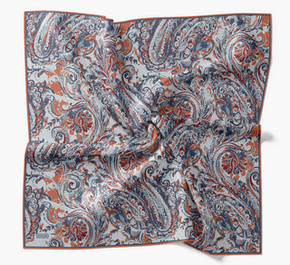 Twill İpek Eşarp Royale Şal Desen Turuncu 90x90 - Twill İpek Eşarp - | Silk Home