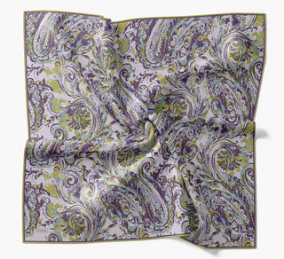 Twill İpek Eşarp Royale Şal Desen Yağ Yeşili 90x90