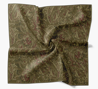 Twill İpek Eşarp Royale Şal Desen Yeşil 90x90