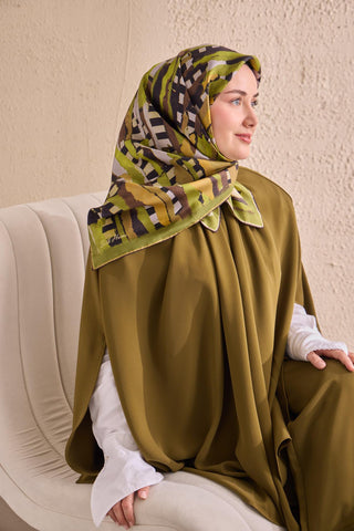 Twill İpek Eşarp Şerit Fıstık Yeşili