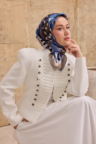 Twill İpek Eşarp Şerit İndigo
