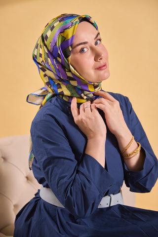 Twill İpek Eşarp Şerit Sarı