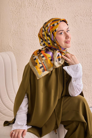 Twill İpek Eşarp Şerit Turuncu